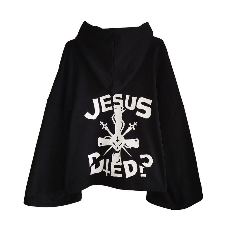 Imagen trasera de la hoodie Jesus Died?