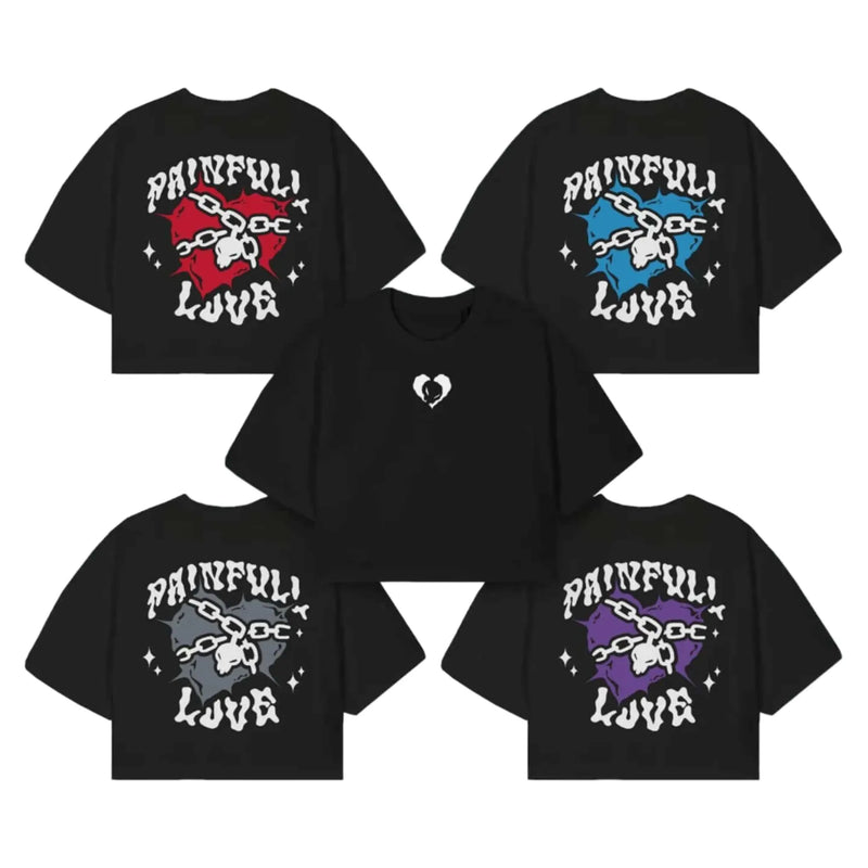 PAINFULL LOVE T-SHIRT - Skull Hearts