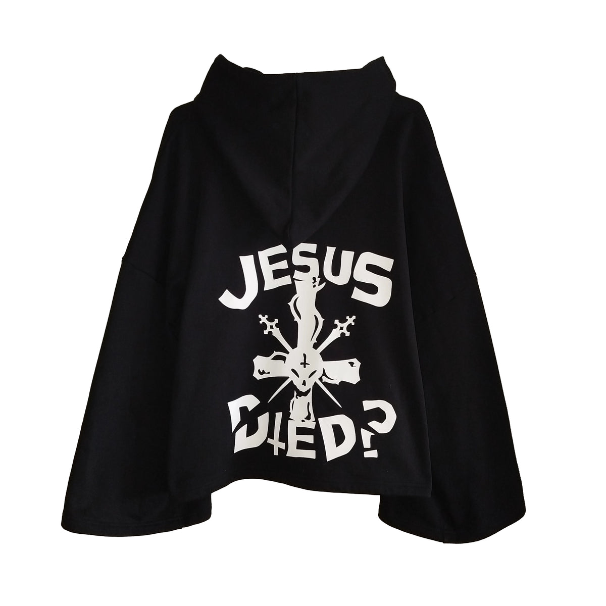 Imagen trasera de la hoodie Jesus Died? 